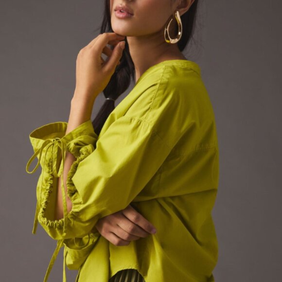 Anthropologie Pilcro Drawstring Poplin Blouse - Picture 3 of 4